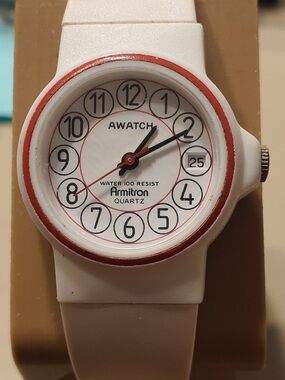 Vtg Armitron Awatch Red/White Resin Women's Watch w/Date